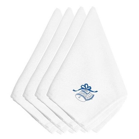 Carolines Treasures Carolines Treasures EMBT2104NPKE Christmas Blue & Silver Bells Embroidered Napkins; Set of 4 EMBT2104NPKE